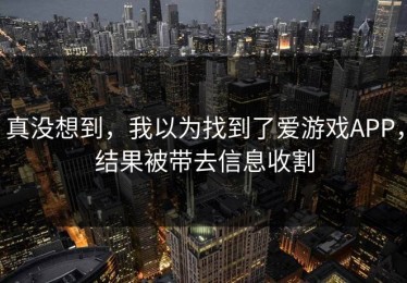 真没想到，我以为找到了爱游戏APP，结果被带去信息收割