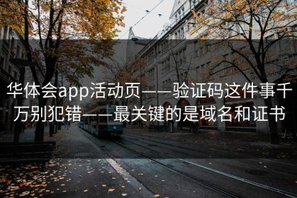 华体会app活动页——验证码这件事千万别犯错——最关键的是域名和证书