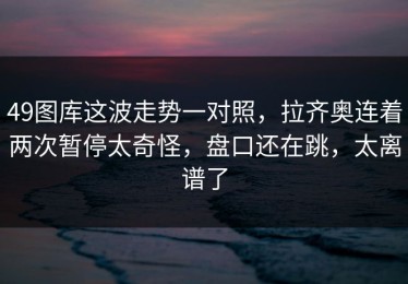 49图库这波走势一对照，拉齐奥连着两次暂停太奇怪，盘口还在跳，太离谱了