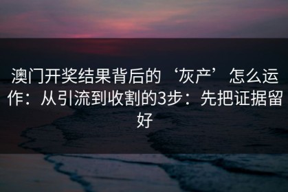 澳门开奖结果背后的‘灰产’怎么运作：从引流到收割的3步：先把证据留好