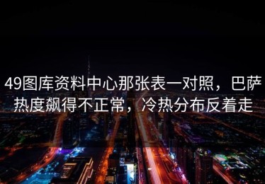 49图库资料中心那张表一对照，巴萨热度飙得不正常，冷热分布反着走