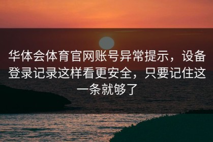 华体会体育官网账号异常提示，设备登录记录这样看更安全，只要记住这一条就够了