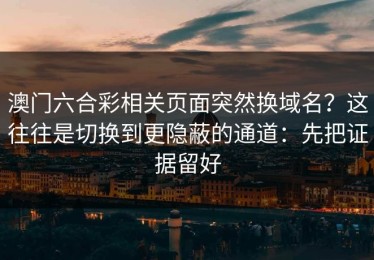 澳门六合彩相关页面突然换域名？这往往是切换到更隐蔽的通道：先把证据留好