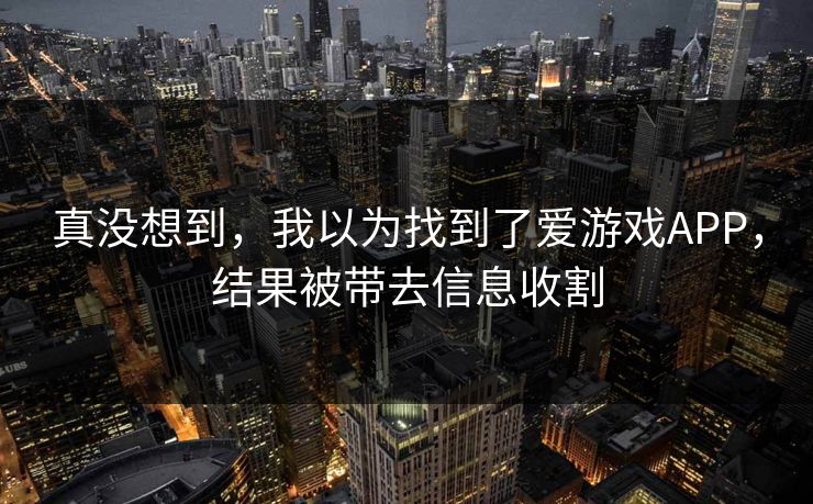 真没想到，我以为找到了爱游戏APP，结果被带去信息收割