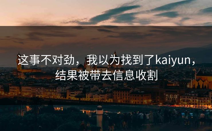 这事不对劲，我以为找到了kaiyun，结果被带去信息收割