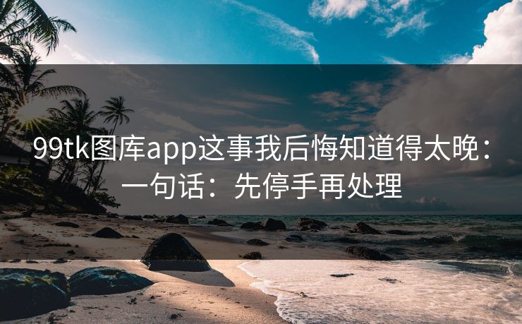 99tk图库app这事我后悔知道得太晚：一句话：先停手再处理